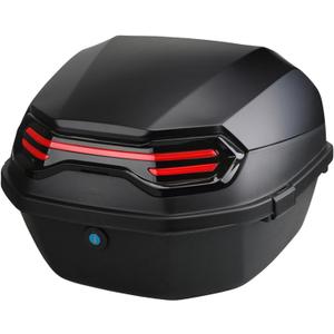 35L Motorcycle Top Case, Motorcycle Top Case Tail Box Case Lockable with Contoured Plastic Backrest Universal Mounting for Helmet Luggage (Black)