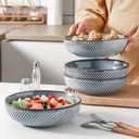 HVH 8.5 inch Large Pasta Bowls Set of 4, 46oz Big Salad Bowl Set of 4, Shallow Bowls, Ceramic Plates Set, Ceramic Bowls Set Microwave and Dishwasher Safe (Wabi sabi)