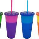 Cup&Straw Set of  4 Colors Cups with Lids and Straws