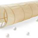 3 Sprouts Kids Play Tunnel - Pop Up Collapsible Tunnels with Recycled Fabric - Fun Crawling Tunnel for Toddler, Baby, Children to Crawl Through, Gross Motor Toy for Indoor Play - Beige