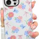 Case Designed for iPhone 16 Pro, Blue & Pink Bow Little Floral Pattern[Compatible with MagSafe] Hard PC+ Soft TPU Heavy Duty Shockproof Drop Protective Women Girls Phone Case