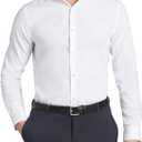 Mens Dress Shirts Stretch Slim Fit Long Sleeve Dress Shirts for Men Casual Business Regualr Fit Button Down Shirt (X-Large, Solid White)