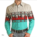 Men's Tribal Graphic Prints Vintage Shirt Western Shirt Cowboy Shirt Long Sleeve Fashion Streetwear Designer Outdoor Daily Fall & Winter Turndown Print Button-Down Blue Size 2XL