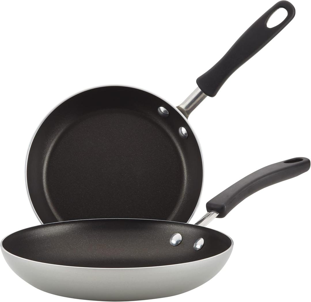 Farberware Cookstart DiamondMax Nonstick Frying Pans/Skillet Set, Dishwasher Safe, 8.25 Inch and 10 Inch, Silver