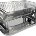 Mini Portable Charcoal Grill, Stainless Steel Small Folding BBQ One Person Tabletop Grill for Garden Bars Outdoor Camping