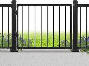 SunCrafts Deck Fence Gate Outdoor, 32''H Gate for 36''H Deck, Black Heavy Duty Steel Anti-Rust Door with Customizable Width (Up to 48"), Metal Gate for Residential, Yard, Patio(No Hinge)