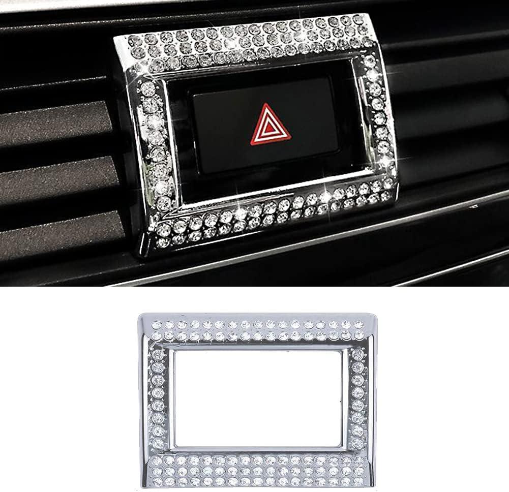 Bling Hazard Warning Button Cover Sticker Compatible with Honda 10th gen Honda Civic/Accord (2018-2022) Zinc Alloy Crystal Warning Light Decal