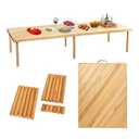 Zupemo 80"x30" Boho Wooden Picnic Table, Portable Outdoor Low Picnic Table with Adjustable Legs 13" & 16" for Floor Seating, Beach, Camping, BBQ, Backyard, 80x30in Seating for 12 People N03