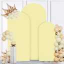 MODFUNS Light Yellow Arch Cover Set of 3 Spandex Arch Stand Cover 4ft 5ft 6ft Fitted Round Top Chiara Arch Covers Stretchy Arch Covers Fabric for Birthday Party Ceremony Decoration