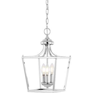 JONATHAN Y JYL7560B Camden 10" 3-Light Iron Classic Midcentury Pendant Lantern Rustic Transitional Dining Room Living Room Kitchen Foyer Bedroom Hallway, Chrome