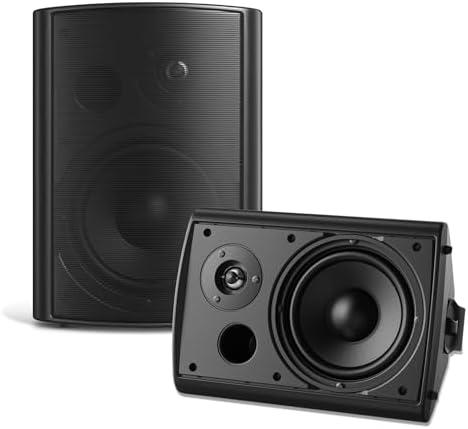 6.5 Inch Outdoor Speakers Waterproof Wired 400W Wall Mount Speakers Passive, Suitable use for Indoor, Patio,Covered Deck,Porch,Pool Side (Black)