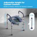 Bedside Commode for Seniors, FSA/HSA Eligible Bedside Toilet with Adjustable Width and Height, 400 LBS Weight Capacity, 16.5 Inch Extra Large Soft Seat Plate