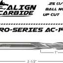 Align Carbide, Ball Nose Router Bit, 1/4 Inch Cutting Diameter, 1/4 Inch Shank, Premium Solid Micro Grain Carbide, Spiral Plunge, 2 Flute, Ball Nose Cutting Face, CNC Router Pro-Series.