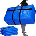 Windyun 4 Pack 75 Gallon Extra Large Moving Bags XXL Heavy Duty Storage Bag with Strong Zipper Handle Jumbo Big Tote Box Foldable for College Dorm Travel Clothes Duffle Blanket Pillow(Blue)