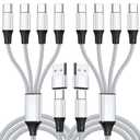 USB C Splitter Multi Charging Cable,USB A/C to USB C QC 3.0 Fast Charging[2Pack 4Ft], 4 in 2 Multi Charger Cord, with 4 Type-C Connectors Compatible with Cell Phones Tablets and More