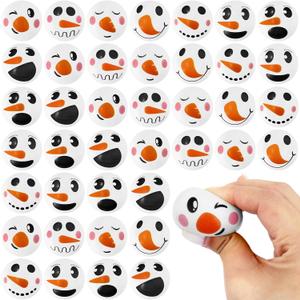 40 Pcs Christmas Stress Balls, Snowmen Stress Relief Toys, Foam Small Snowball Stress Toy for Winter Christmas Party Favor, Stocking Stuffer Filler, Classroom Gift (8 Styles)