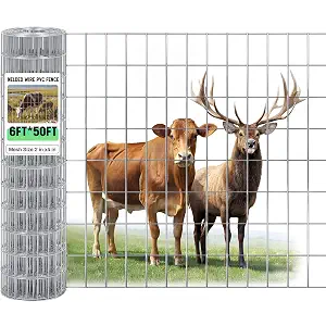 Gisafi 72 in x 50ft tall welded wire fence thing farm sense to doggo deer cattle hog chicken outdoor yard garden, 2in x 4inch 16 gauge metal wire mesh netting for vegetable plant protection