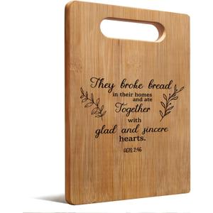 Christian Mother's Day Birthday Gifts for Women Faith Mom Grandma, Christian Cutting Chopping Boards for Kitchen, Bible Verse They Broke Bread Act 2:46 Decorative Bamboo Cutting Board