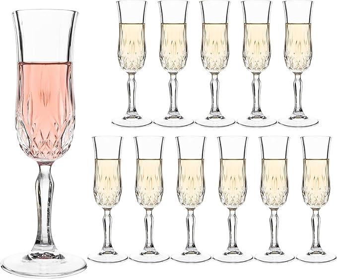 UMEIED Engraved Champagne Flutes, Set of 124.16 oz Elegant Etched Glass Coupe Glasses for Wedding, Anniversary, Bridal Shower & Parties