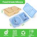 AIERSA Reusable Snack Containers with Lids, 2 Pack Silicone Double/2 Compartment Snack Box Container, Divided Grab and Go Snack Container for Take-out Condiments, Sauce