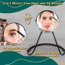 Double Sided Mirror to See Back of Head Self Haircut Mirror 360 Rotating, 6.7" Standard and 5X Magnification, Self Cut Hands Free, Adjustable Neck Strap for Hair Cutting Braiding Makeup Travel