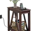 WLIVE Narrow End Table with Charging Station of Open Storage ShelfSofa Side Table with 2 USB Ports and 2 Power OutletsSlim Farmhouse End Table for Small SpacesBedroom, Living Room, Espresso