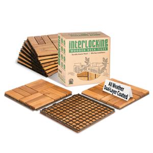 Pack of 10 Patio Flooring Tiles Outdoor Deck Tiles 12"x12"  Interlocking Patio Deck Tiles, Waterproof Patio Tiles Outdoor, Pavers for Outside Patio, Snap-Together Balcony Floor Tiles for Pool (Mosaic Pattern, Natural Brown)