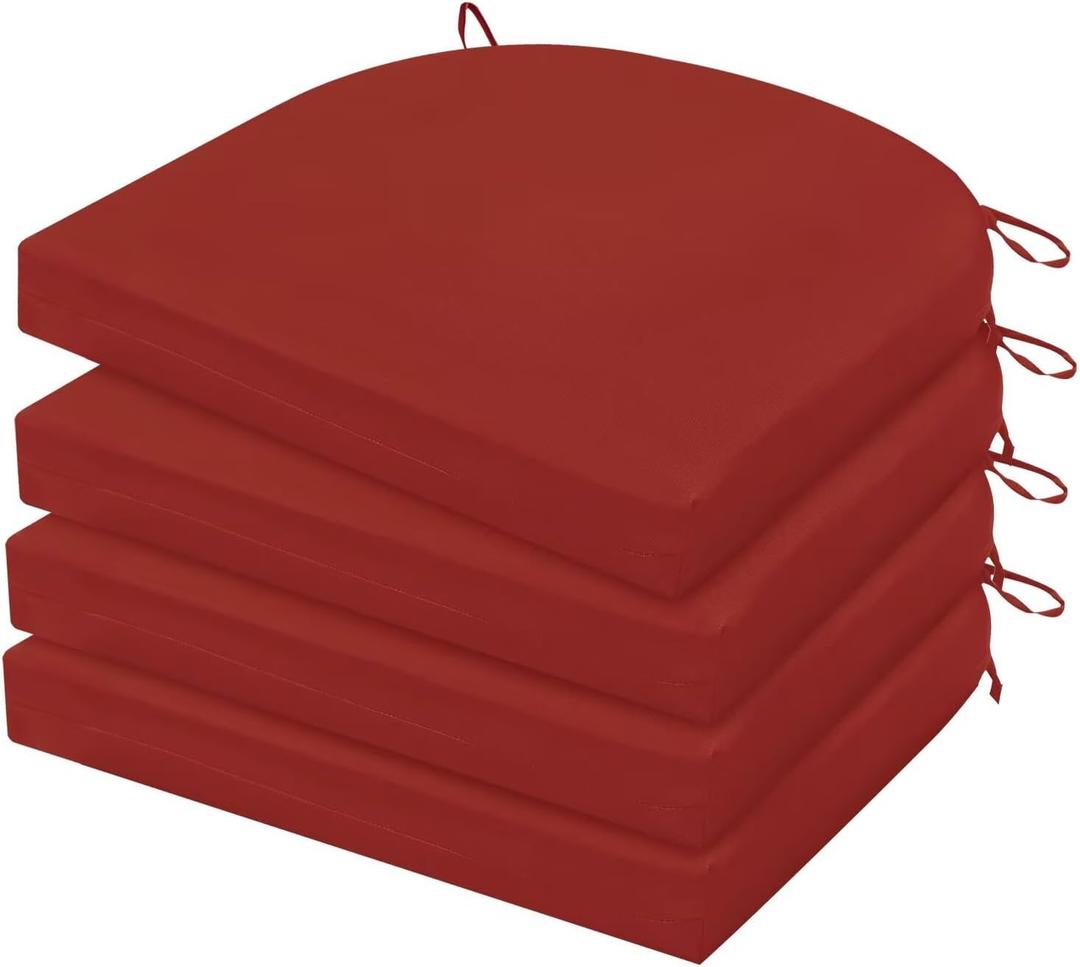 HARBOREST Outdoor Chair Cushions Set of 4, Water Resistant Patio Chair Cushions with Ties, Outdoor Seat Cushions for Patio Furniture, 17"x16"x2", Burnt Orange