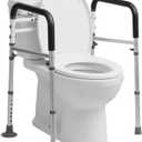 Toilet Safety Rails with Handles  Adjustable & Detachable Toilet Safety Frame, Heavy-Duty Slip-Resistant Support for Seniors & Disabled - Fits Most Toilets