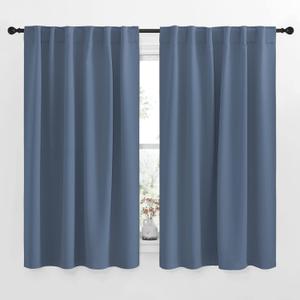 NICETOWN Door Window Blackout Curtains for Boy's Room, Thermal Insulated Decoration Drape Panels for Dining Room, Universe Themed Room (Stone Blue, 1 Panel = 52" Wx 63" L, 2 PCs)