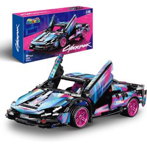 1:18 Technic Super Sports Cars Model Sets - 586 PCS Cyberpunk MOC Building Block Car Racing Engineering Toys - Gift Idea for Adults Boys Girls for Play and Display Collection