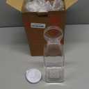 GUSTO [50 oz - 4 Pack] Plastic Carafe with Lid, Large Capacity Square Base - Clear Pitcher with Flip Top Lid, Easy-Pour Spout Juice Containers with Lids, Hand Wash Only - Perfect for Mimosa Bar