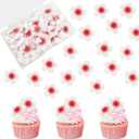Morofme 100pcs Edible Cherry Blossom Cake Decoration Pink Flowers Cake Topper Wafer Paper Cherry Blossom Cupcake Topper Edible Sakura Flower Cupcake Topper for Birthday Dessert Decorations