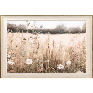 ASTRDECOR Framed Nature Wall Art Prints, Vintage Wildflower Field Landscape Canvas Wall Art Bedroom, Autumn Oil Painting Botanical Artwork, Plant Pictures Farmhouse Wall Decor Living Room - 16''x24''