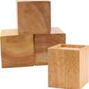 ZEONHEI 4 Pack 4 Inch Wood Bed Risers, Heavy Duty Wood Bed Lifts Risers, Solid Wooden Square Bed Furniture Riser for Couch, Sofa, Table, Chair, Desk