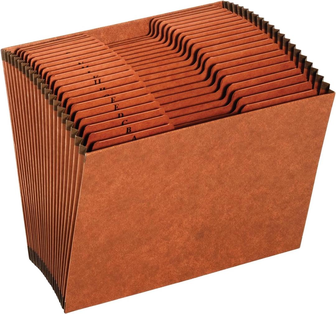 Pendaflex Heavy Duty Expanding File Folder - 21 Pockets with A-Z Tabs & Blank Customizable 1/3 Tabs - Alphabetical File Organizer - Durable, Letter Size - For Office, School & Home Use, Brown - 1 Unit