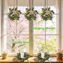 4Pcs Eucalyptus Wreath with Ribbon, 11.8" Mini Wreaths for Cabinets
