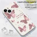 for iPhone 15 Case, Side Flowers Pattern Design Slim Soft Protector Phone Cover for iPhone 15, Butterfly Rice White