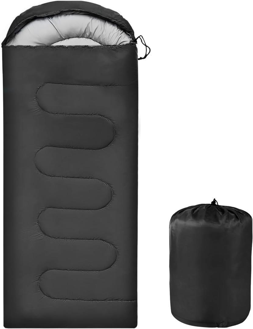 OBTANIM Sleeping Bags Portable Waterproof Camping Sleeping Bag for Adults Kids 4 Seasons Cold Weather or Warm Backpacking Hiking Mountaineering Indoor Outdoor Use (Black)