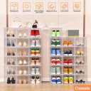 Clemate Upgraded X-Large Shoe Organizer,Shoe Storage Organizer,12 Pack,Shoe Box Clear Plastic Stackable,Drop Front Shoe Box with Clear Door, Shoe Containers For Sneaker Display,Fit up to US Size13