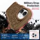 Bouvardia for iPhone 16 Case - Brown Wavy Shockproof Frame & Cheetah Leopard Print Pattern - Compatible with Magsafe - Anesthetic Cute Design for Women and Girls