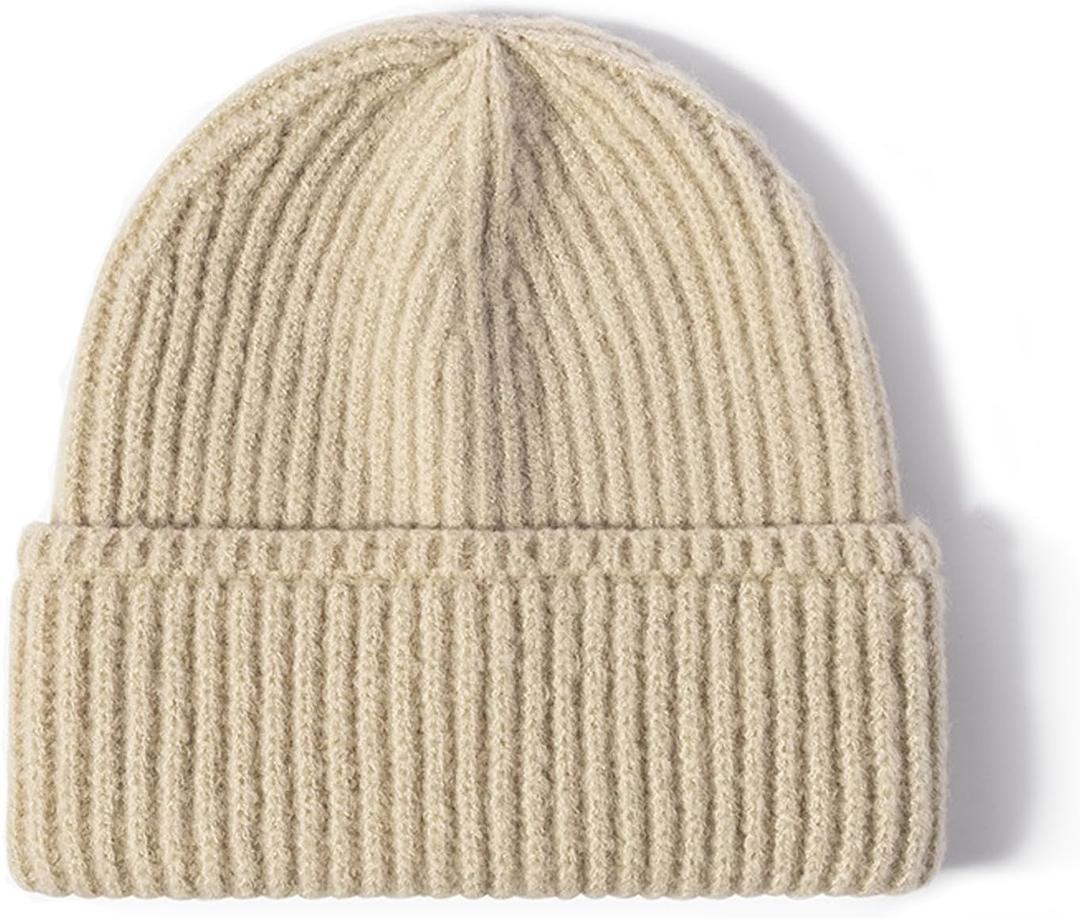 Gossifan Mens Beanie Winter Hats Unisex Soft Warm Stylish Knited Cuffed Skull Cap (US, Alpha, One Size, Beige)