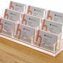 Business Card Holder for Desk, Multiple Cards Display Stand Rack for Women and Men, Clear Acrylic Card Organizer 9 Slot 3 Tiers