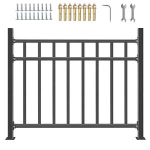 40" H x 48" W Black Upgrade Horizontal Deck Railing Kit | Heavy Duty Wrought Iron Outdoor Guard Fence Handrail | Flat Hand Rails for Porch, Balcony, Patio, Deck