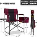 Director Camping Chair Set of 2 with Cooler Bag & Foldable Side Tray - 400lbs Heavy Duty Outdoor Folding Lawn Chair, Portable Camp Chair for Backyard, Fishing, Beach (Wine Red)