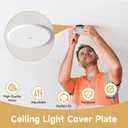 Ceiling Cover Plate,5 Inch Metal Blank Wall Plate Fits 3-1/4" to 4" Round/Octagon Electrical Box Holes,Smoke Detector Cover Plate With Center Screws, Hole Spacing 1.75" to 3.5" (White-1 Pcs)