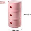 3 Tier Round Nightstand with Drawers, Pink Round Side Table Small Plastic Storage End Table Suitable for Bedroom, Living Room, Bathroom, 22.8IN