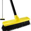 Push Broom Outdoor Indoor Broom 12" Wide,50" Long Handle with Stiff Bristles for Cleaning Scrubbing Deck Driveway Yard Patio Wood Stone Tile Floor