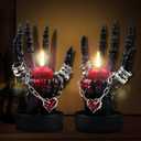 Halloween Decorations Indoor Skeleton Hand Ring Holder Tealight Candle Holder for Gothic Table Decor Jewelry and Earring Organizer Black 2PCS