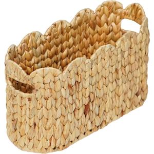 Toilet Paper Storage Basket,Scalloped Wicker Basket for Bathroom Organizers and Storage,Hand-Woven Rattan Bathroom Decor Accessories,Natural Water Hyacinth